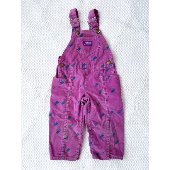 Vintage Osh Kosh Vestbak One-Piece Overall Pink Corduroy Kid's Girl's Size 2T